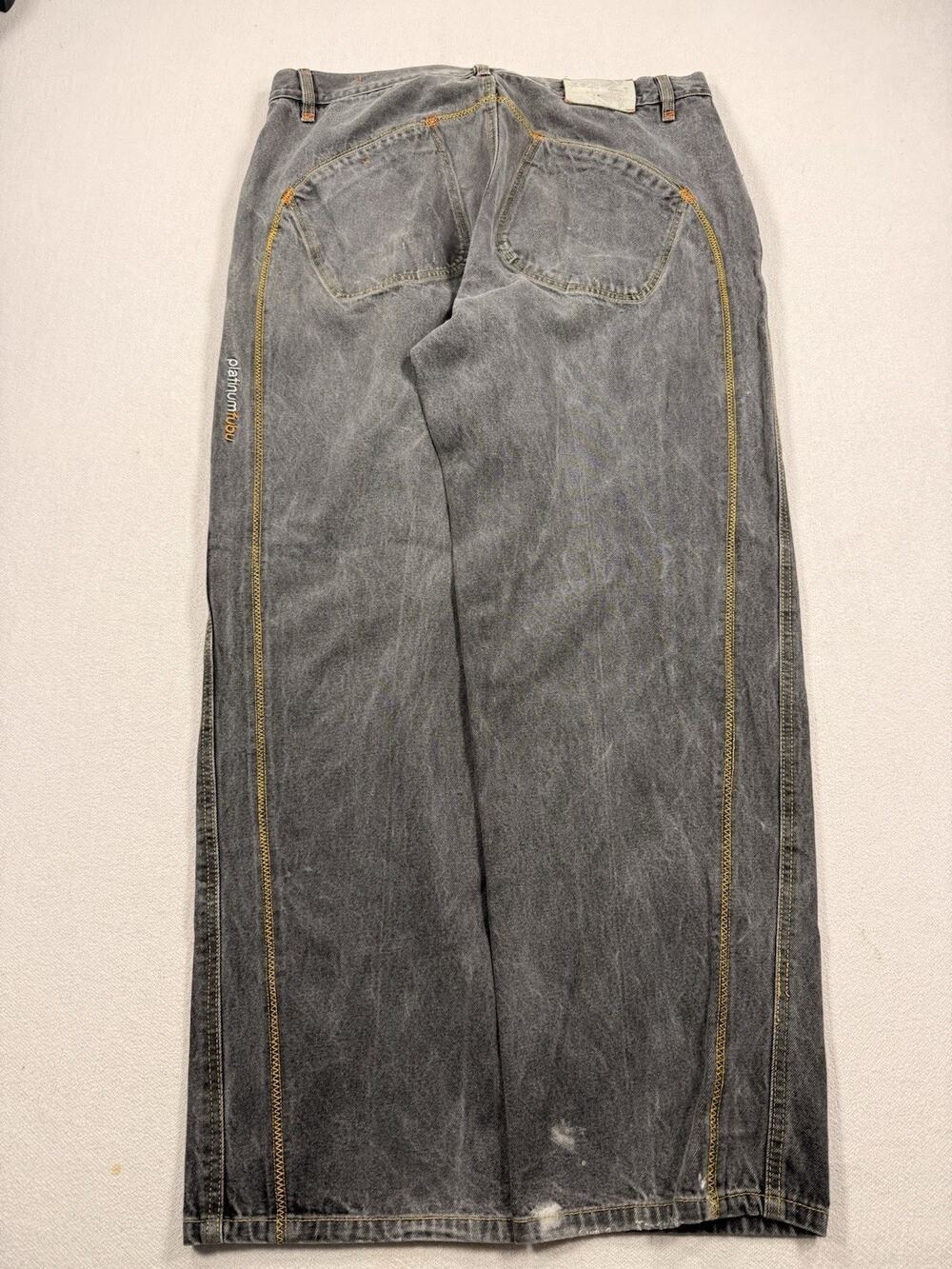 Vintage Platinum FUBU Muhammad Ali Baggy Jeans Mens 38 Black Denim Embroidered